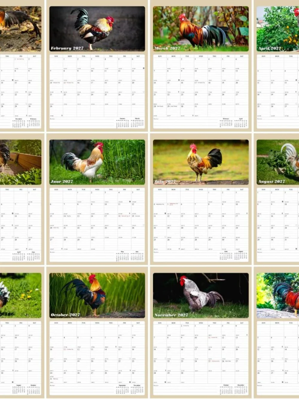 2027 Calendar Magnetic Peel & Stick 12 Months 8.5